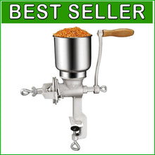 Load image into Gallery viewer, Hand Crank Grain Mill - Cast Iron Corn &amp; Nut Grinder, 8 lbs, Kitchen Essential