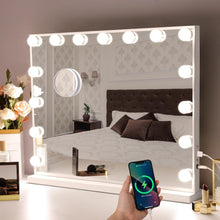 Load image into Gallery viewer, LED Lighted Makeup Mirror 22''x18'' with 10X Magnification &amp; 3 Color Settings