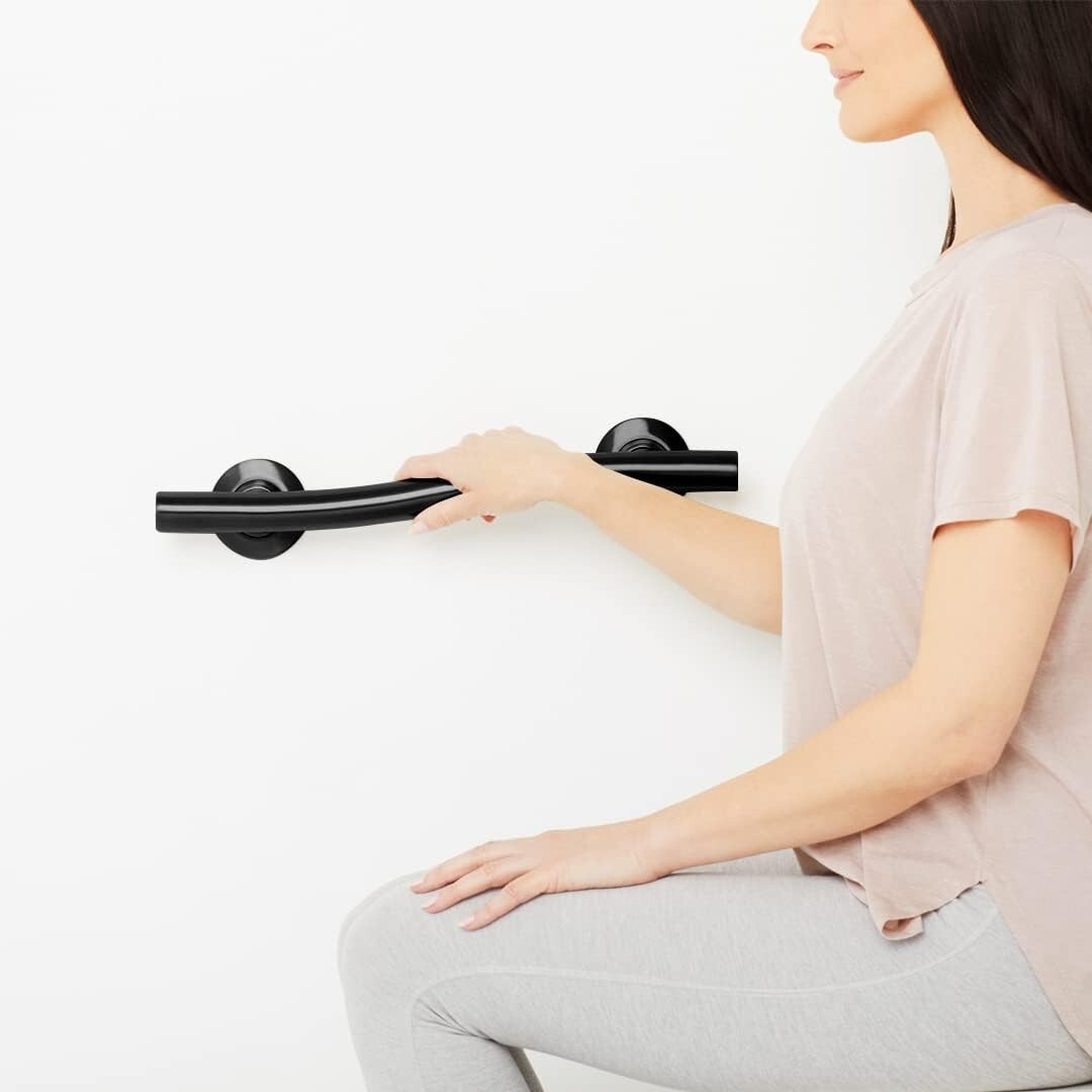 18'' ADA Compliant Wave-Shaped Grab Bar in Matte Black - 500 lbs Support