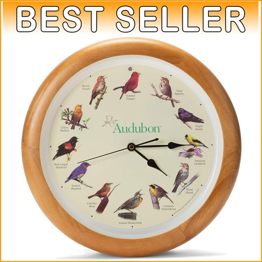 Beautiful Oak Wood Frame Singing Bird Wall Clock, Ideal for Kids' Rooms