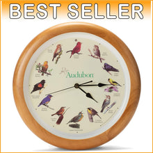 Load image into Gallery viewer, Beautiful Oak Wood Frame Singing Bird Wall Clock, Ideal for Kids' Rooms