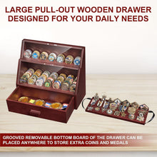 Load image into Gallery viewer, Solid Wood Coin Display Case - Holds 100 Military Medals, No Assembly Required