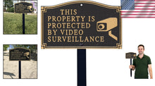 Load image into Gallery viewer, Durable 375 mil Aluminum Garden Sign: Video Surveillance Notice with Lawn Stake