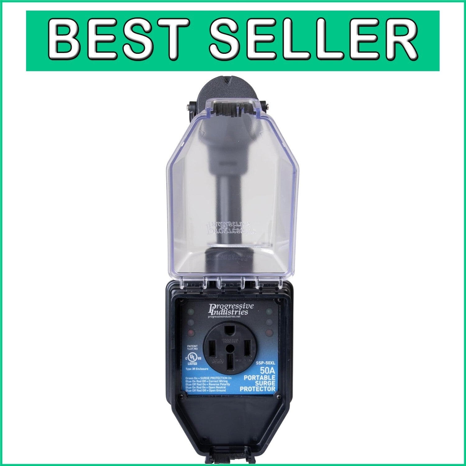 50 Amp Weatherproof RV Surge Protector - Absorbs Surges & Protects Electronics