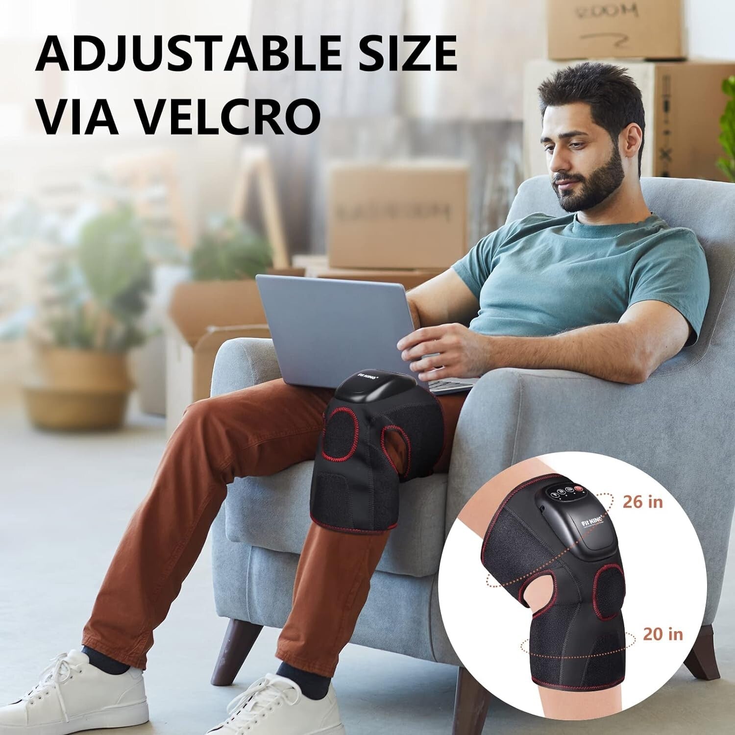 Adjustable Knee Brace Massager with Heat - Enhance Circulation & Recovery