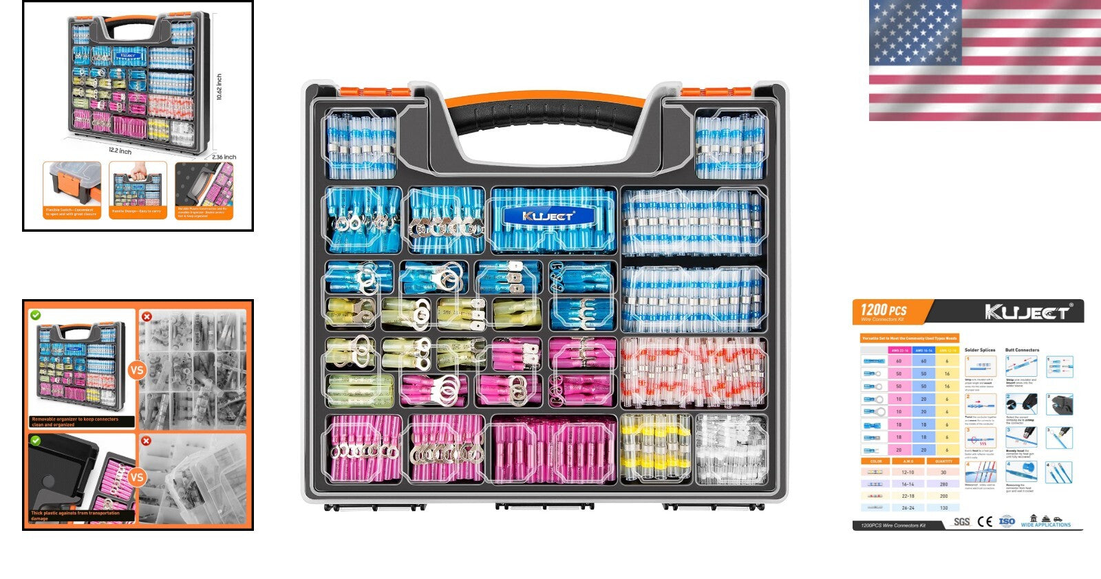 1200PCS Waterproof Heat Shrink Wire Connectors Kit for Marine & Automotive Use