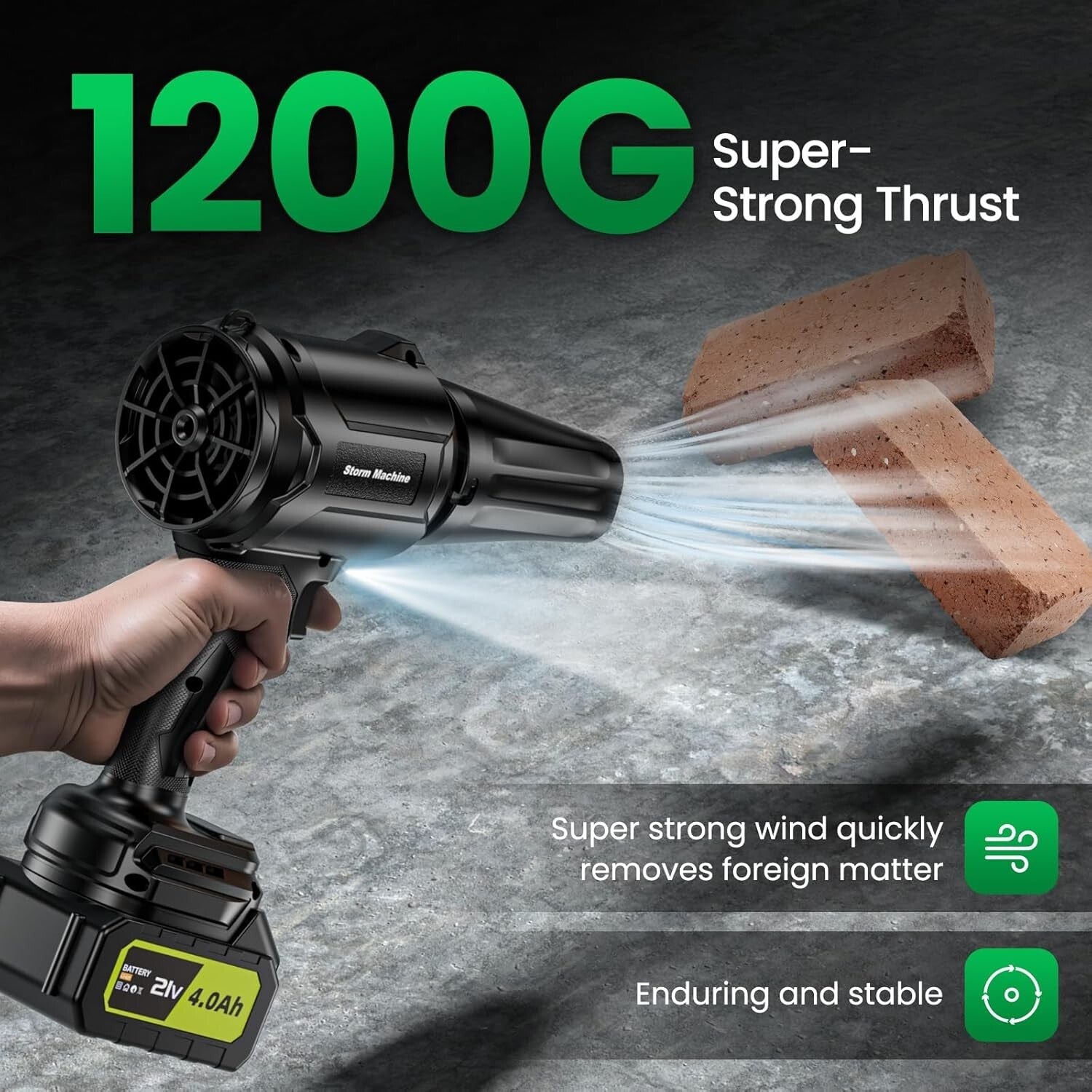 Efficient Cordless Leaf Blower - 400,000 RPM Motor with Safety Features Included