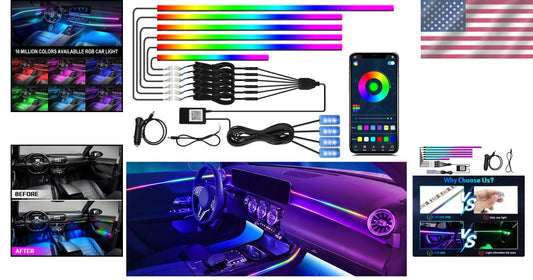 Dreamcolor 10-in-1 Waterproof Car LED Strip Lights with APP Control & 213 Modes