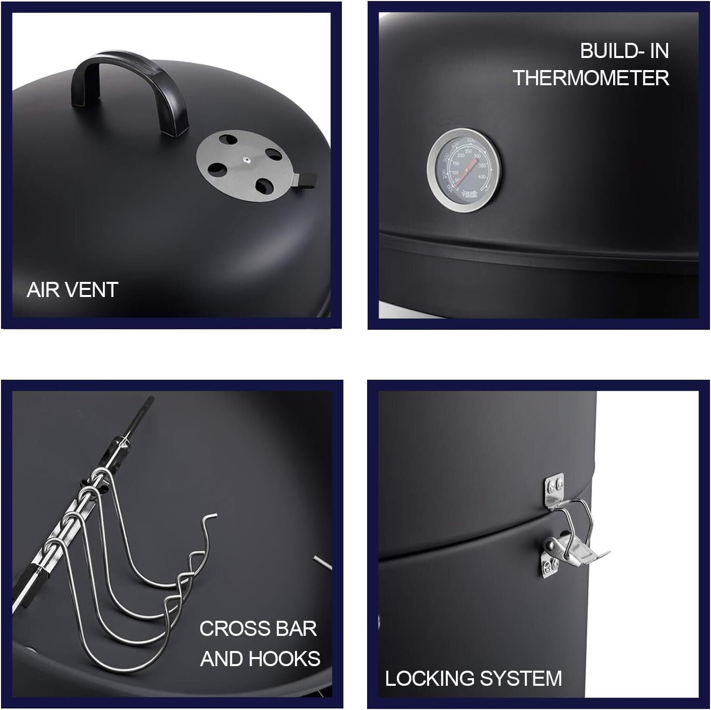 Dual Access 17 Inch Heavy-Duty Charcoal Smoker - Perfect for Every Grill Master