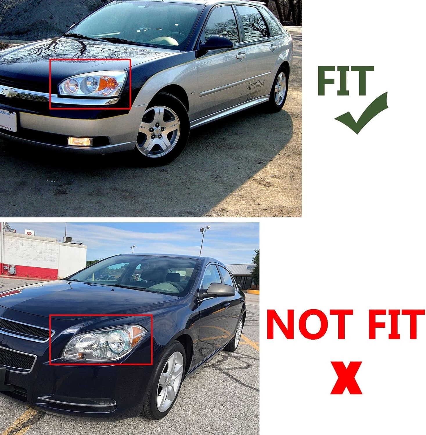 Chrome Headlight Assembly Replacement for 2004-2008 Chevy Malibu Models