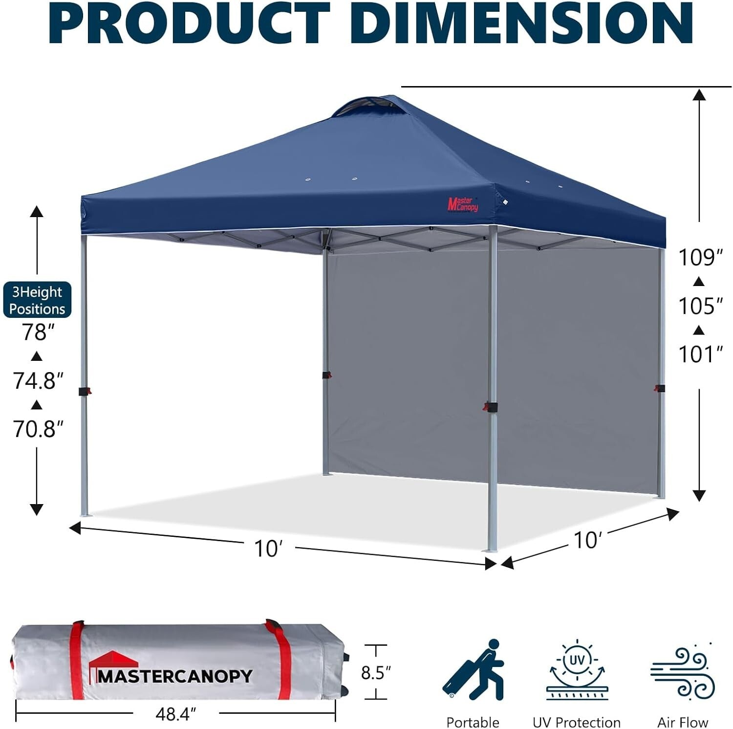 Sturdy 10'x10' Outdoor Canopy Tent with Vent and Sidewall - Easy Portable Design