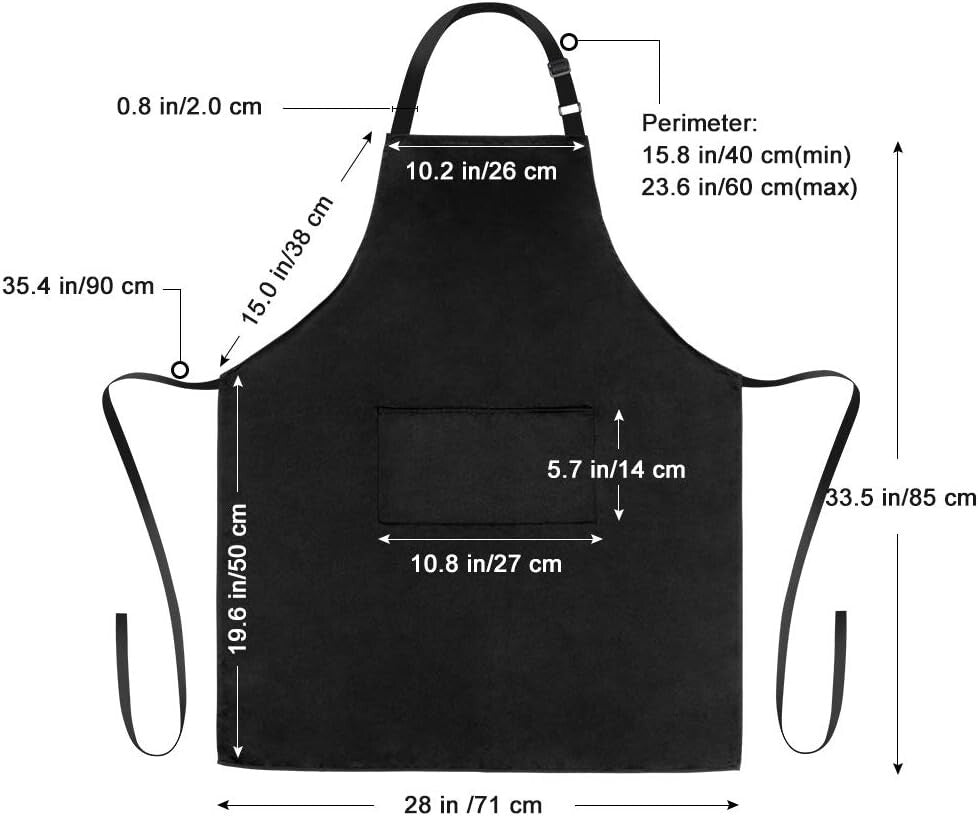 Black 12-Pack Adjustable Aprons with Pockets - Perfect for Home and Studio