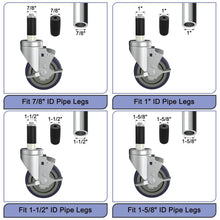 Load image into Gallery viewer, Adjustable 5-Inch Stem Caster Wheels Set for Easy Table Mobility and Height Lift