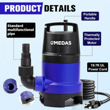 Load image into Gallery viewer, Lightweight Submersible Pump - 1HP, 3434 GPH with 31ft Lift for Versatile Use