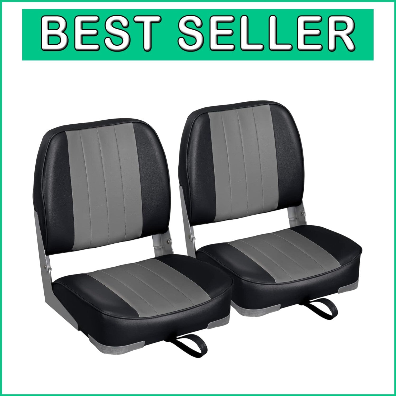Lightweight Folding Boat Seats - Marine Vinyl with Cushion for Fishing Comfort