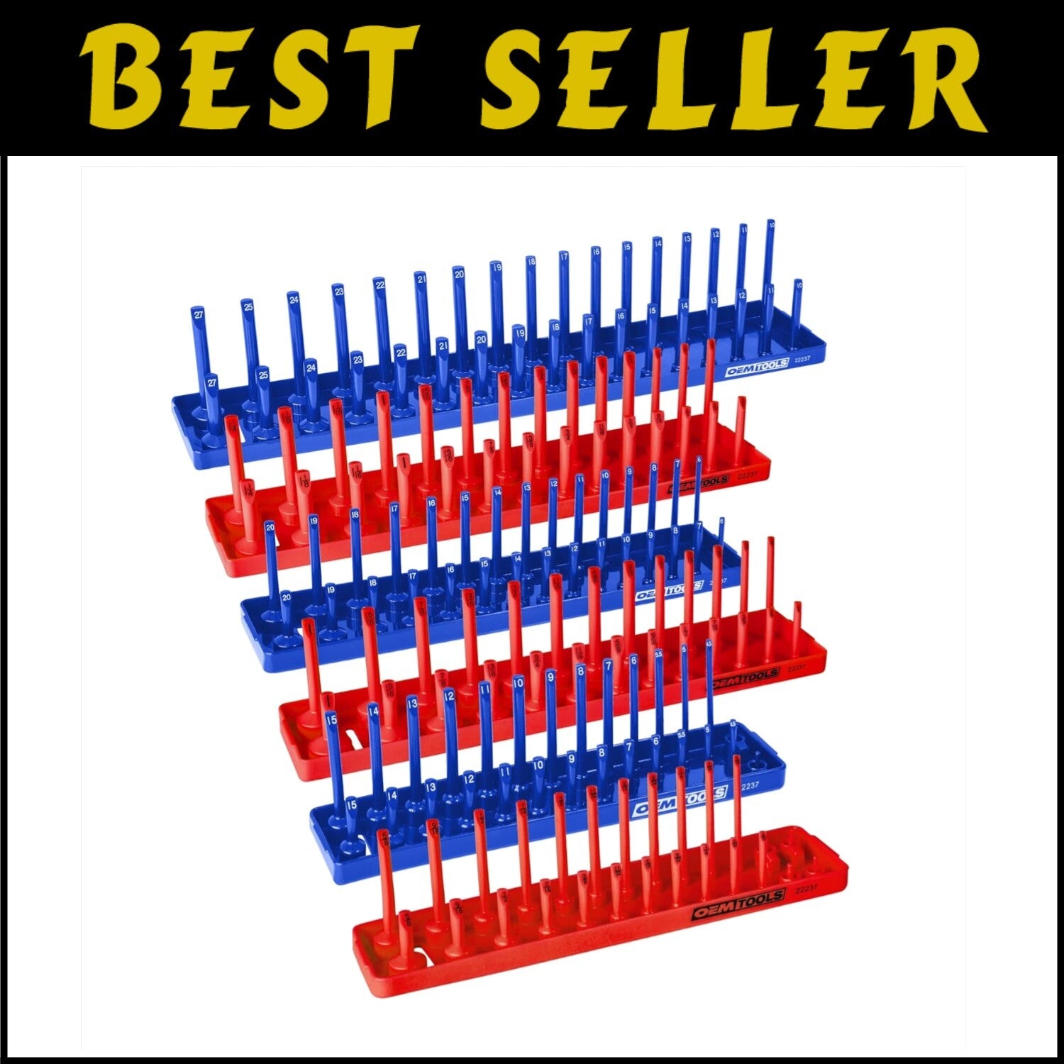 All-In-One 6 Piece Socket Tray Set - Keep Your SAE & Metric Sockets Tidy