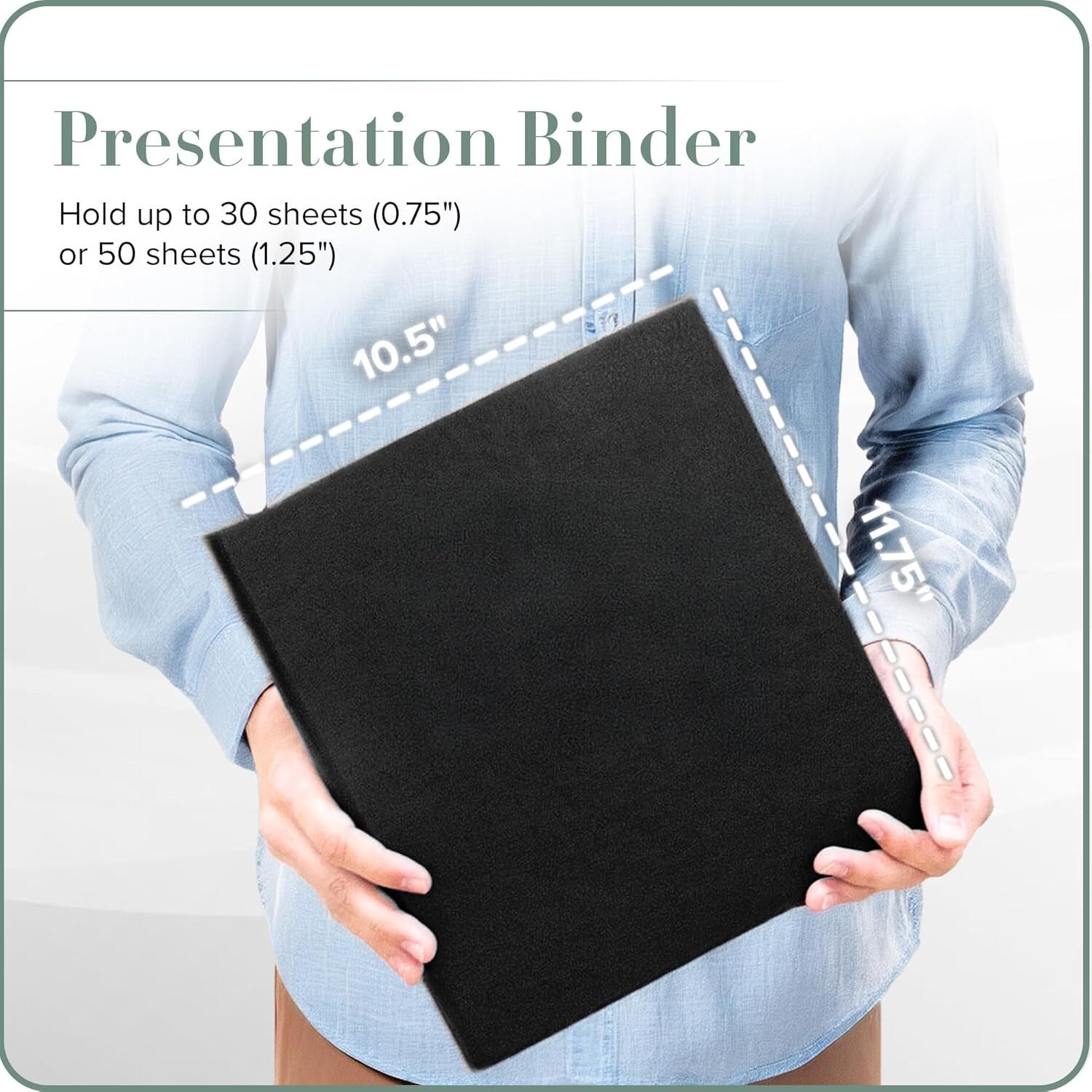 Elegant 3-Ring Binder with Plastic Sleeves - 10 Sheets, 1.25'' - Freeport Black