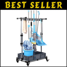 Load image into Gallery viewer, Stainless Steel Freestanding Broom and Mop Holder with 10 Slots for Easy Storage