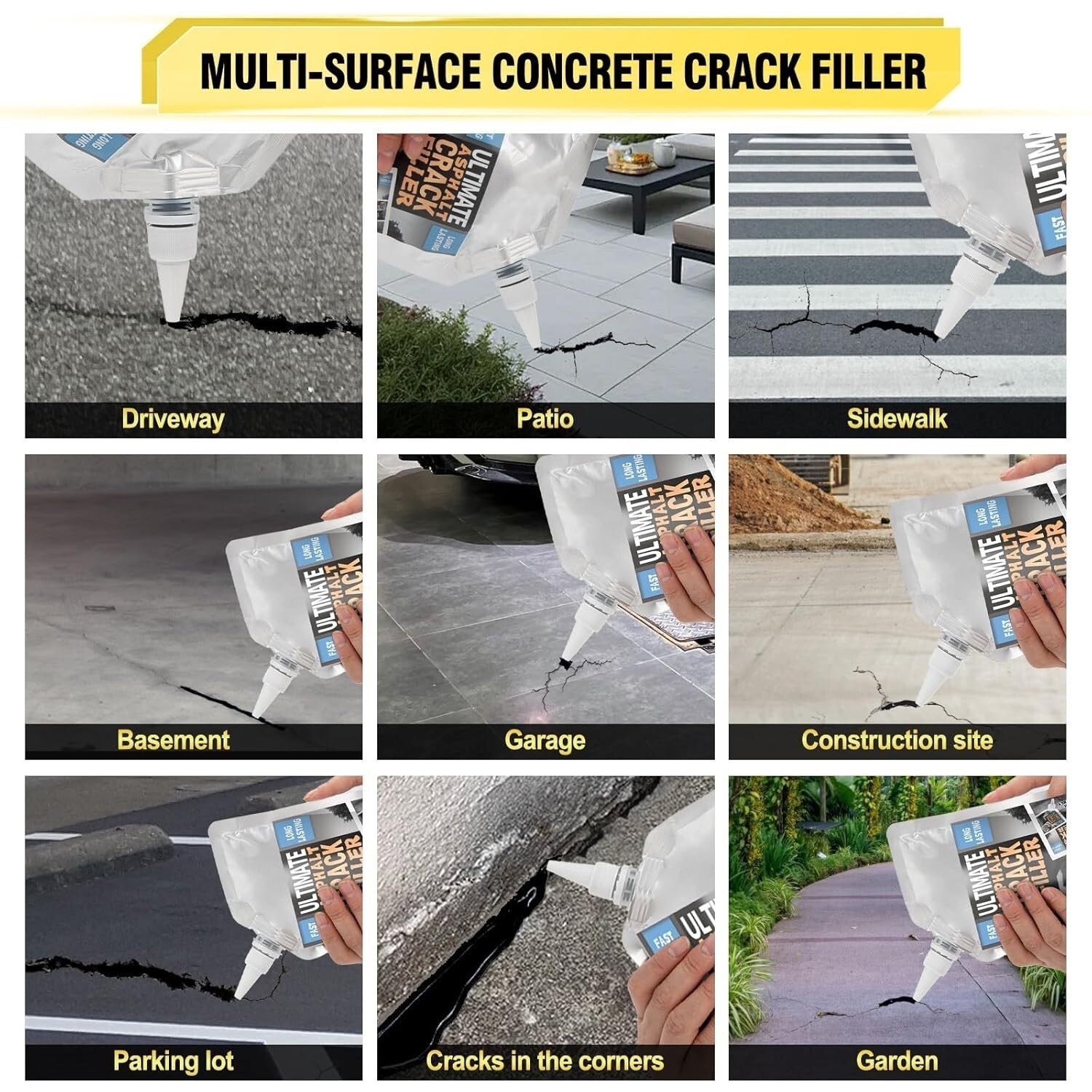 Comprehensive Asphalt Crack Repair Kit - High Elasticity & Weed-Proof Sealer