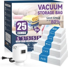 Load image into Gallery viewer, Heavy-Duty Vacuum Seal Bags Set (25), 5 Sizes + Electric Air Pump Included
