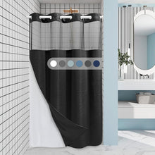 Load image into Gallery viewer, Spa-Like Experience Black Shower Curtain with Adjustable Snap Liner, 60W x 74H