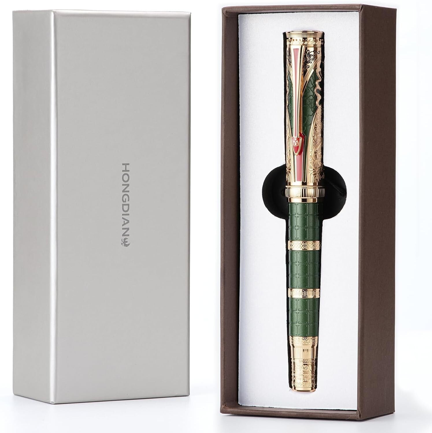 Elegant Metal Fountain Pen with Qin Dynasty Design - Fine Nib and Gift Box