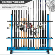 Load image into Gallery viewer, Premium 24-48 Slot Aluminum Fishing Rod Organizer - Easy Assembly Included