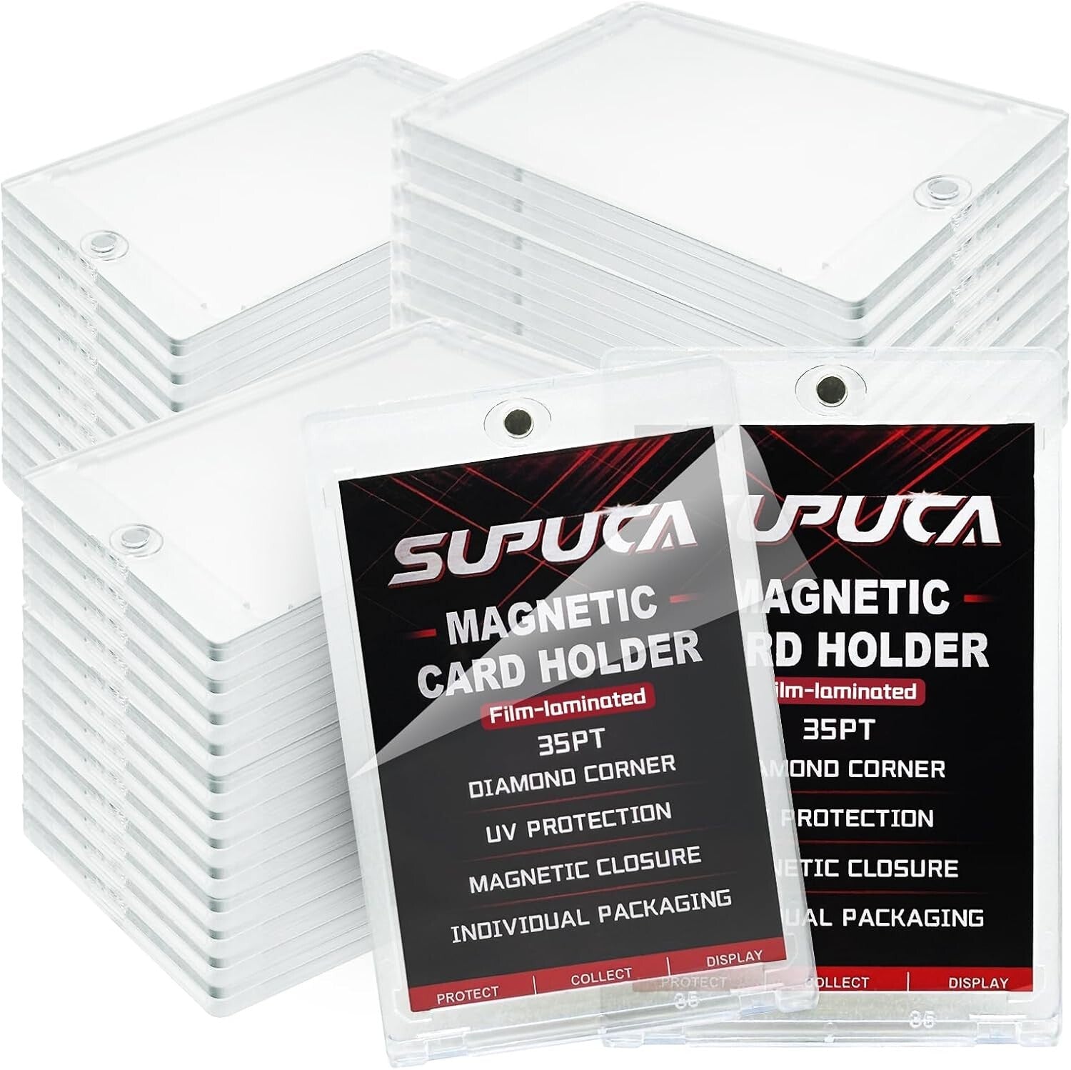 100 Magnetic Card Holders - 35PT UV-Blocking Protectors for All Card Collections