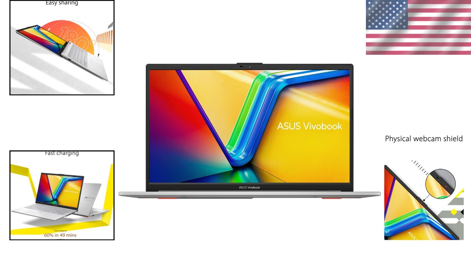 Slim & Durable 15.6” Vivobook Go Laptop with Ryzen 5, Webcam Shield, Fast Charge