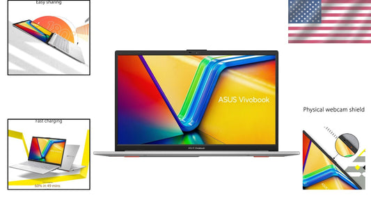 Slim & Durable 15.6” Vivobook Go Laptop with Ryzen 5, Webcam Shield, Fast Charge