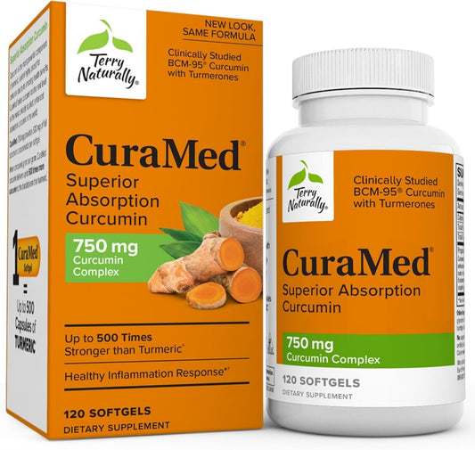 CuraMed 750 mg Curcumin Complex - Superior Absorption – 120 Non-GMO Softgels