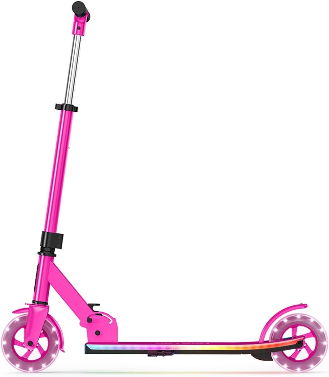Light-Up Kick Scooter with Adjustable Handlebar for Kids - Highlight Pink