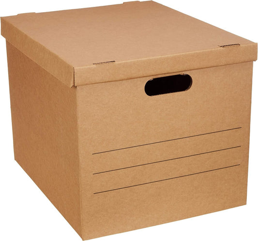 Versatile 20-Pack Cardboard Packing Boxes with Handles - Space-Saving Solution