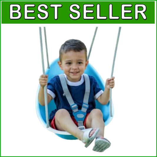 Blue Toddler Swing - 3-Point Safety Harness & Blister-Free Rope for Comfort