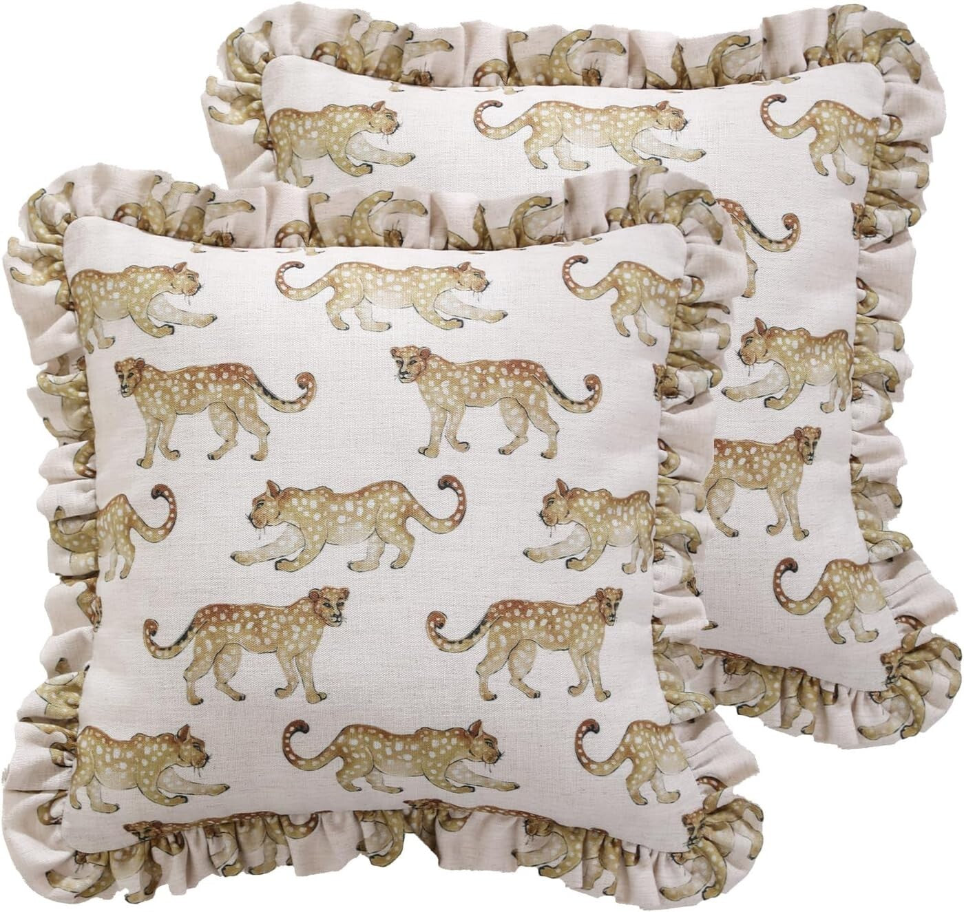 Elegant 18x18 Animal Print Throw Pillow Covers with Luxury Pendants - Set of 2