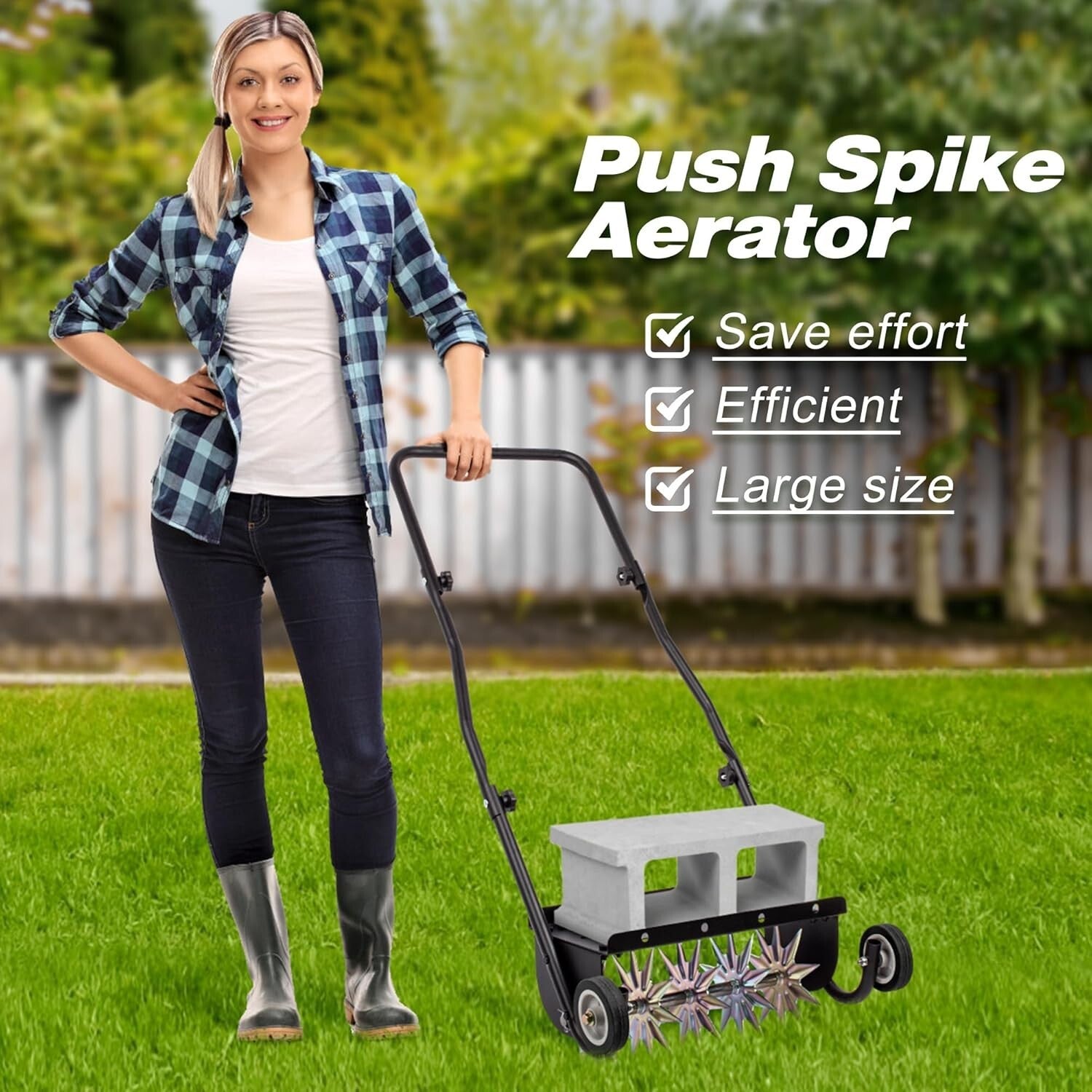 Durable Rotary Spike Aerator with Weight Tray for Effective Lawn Treatment