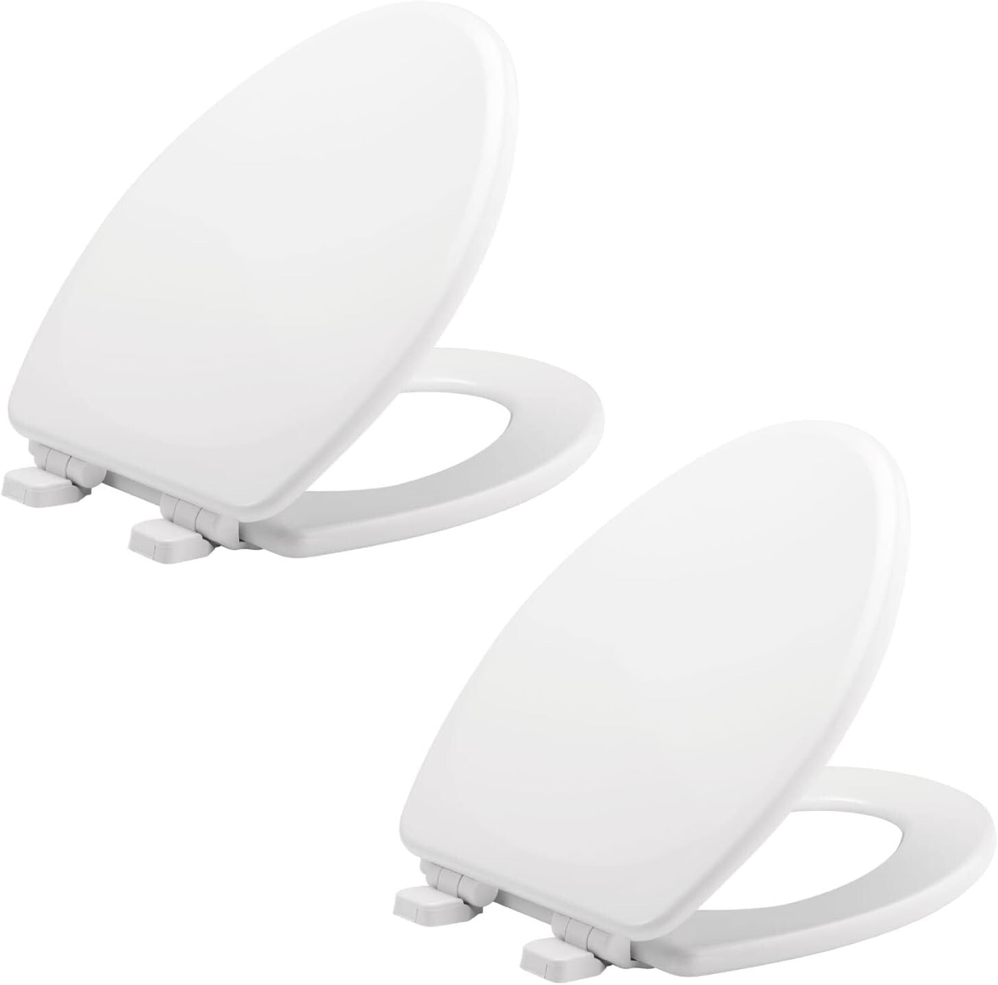 Quick Install White Elongated Toilet Seat 2-Pack - Non-Slip Heavy Duty Design
