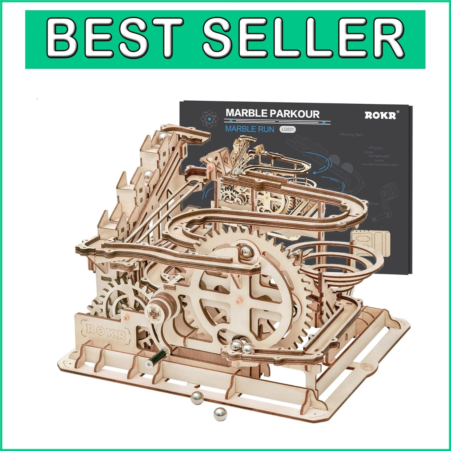 Engaging 3D Wooden Puzzle Kit - Decorative Marble Run for Adults & Kids 12-14