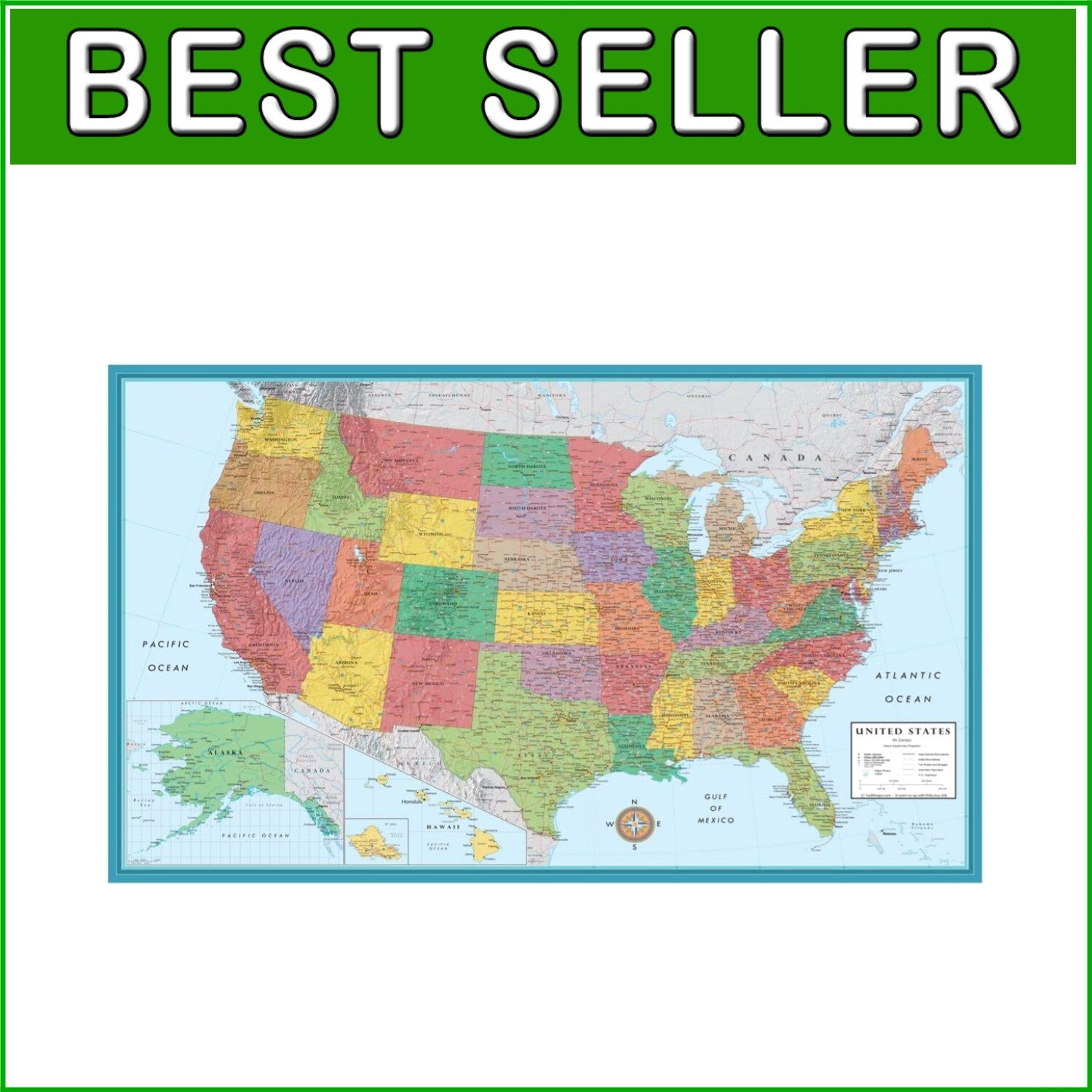 Extra Large 48x78 USA Wall Map - Ideal for Learning & Reference