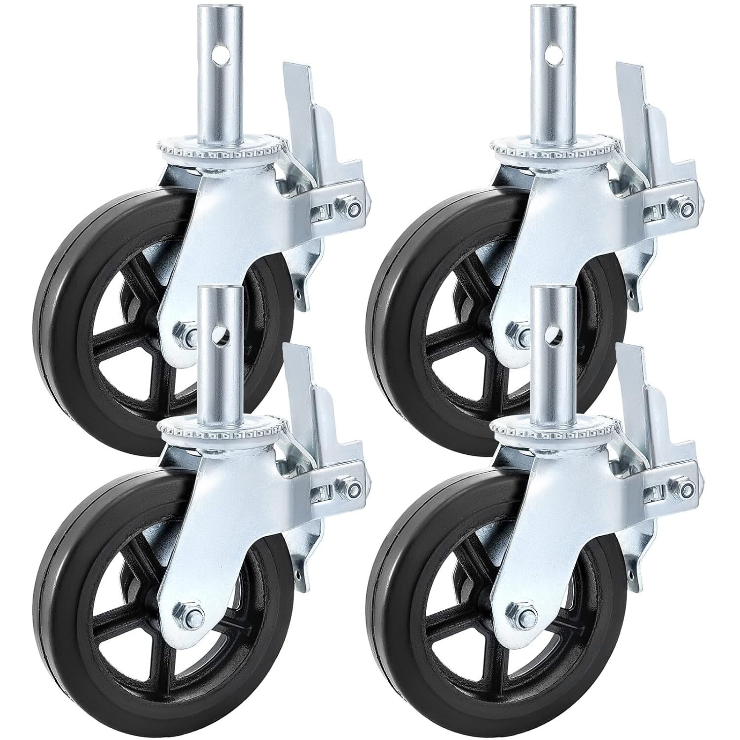 Durable 360-Degree Swivel Casters - 4 Pack, 8 Inch Rubber Wheels for Heavy Loads