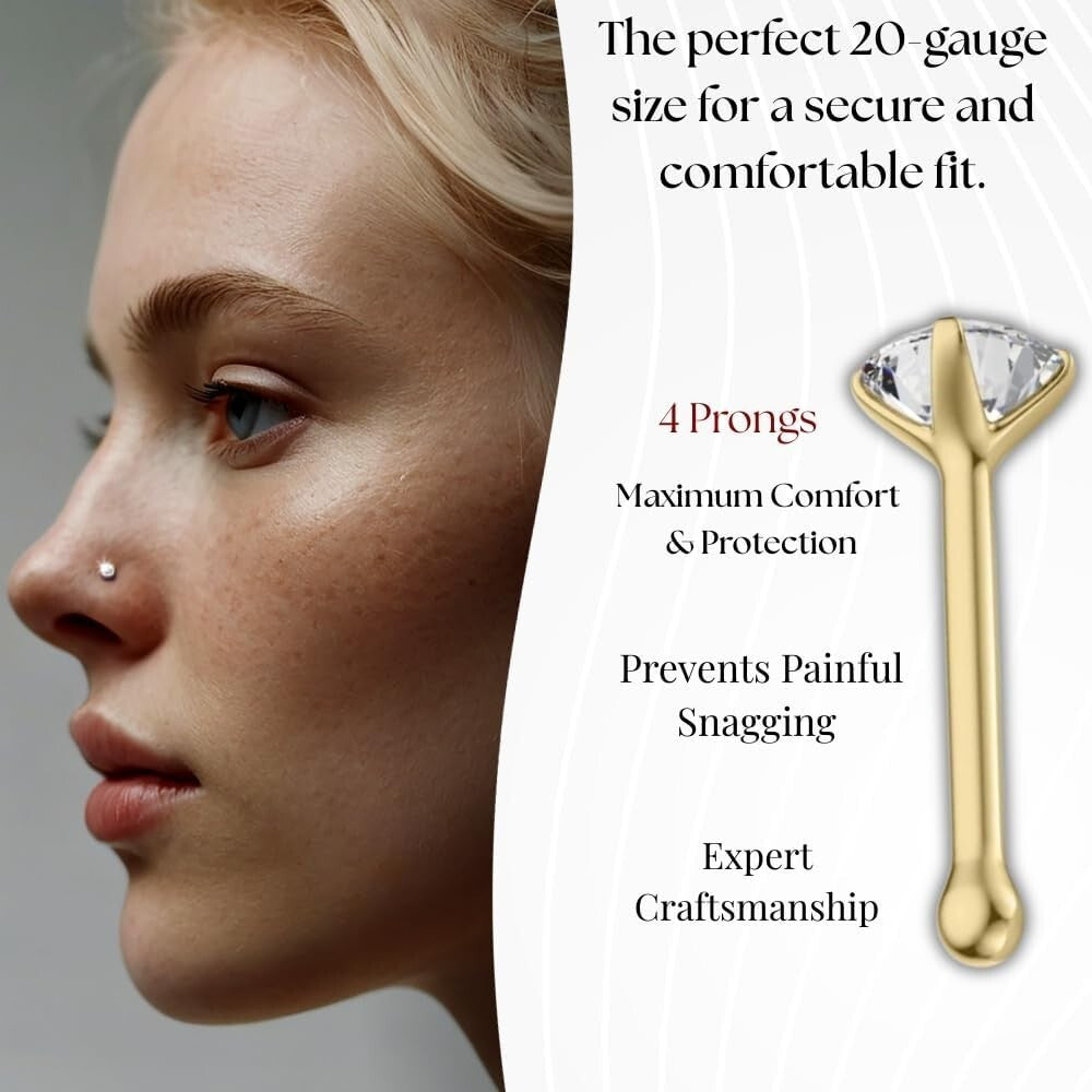 Versatile IGI Certified Diamond Nose Studs in 14K Gold | Perfect Gift Option