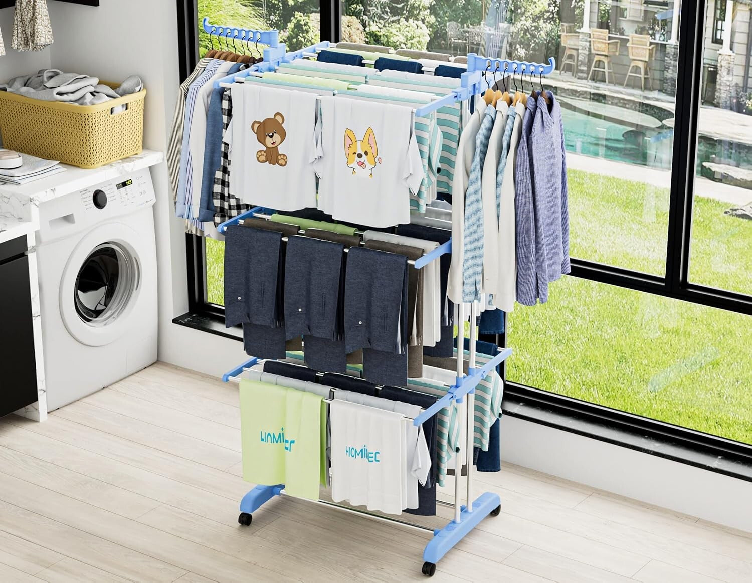 Durable Large Folding Drying Rack with Castors - Organize Laundry with Ease