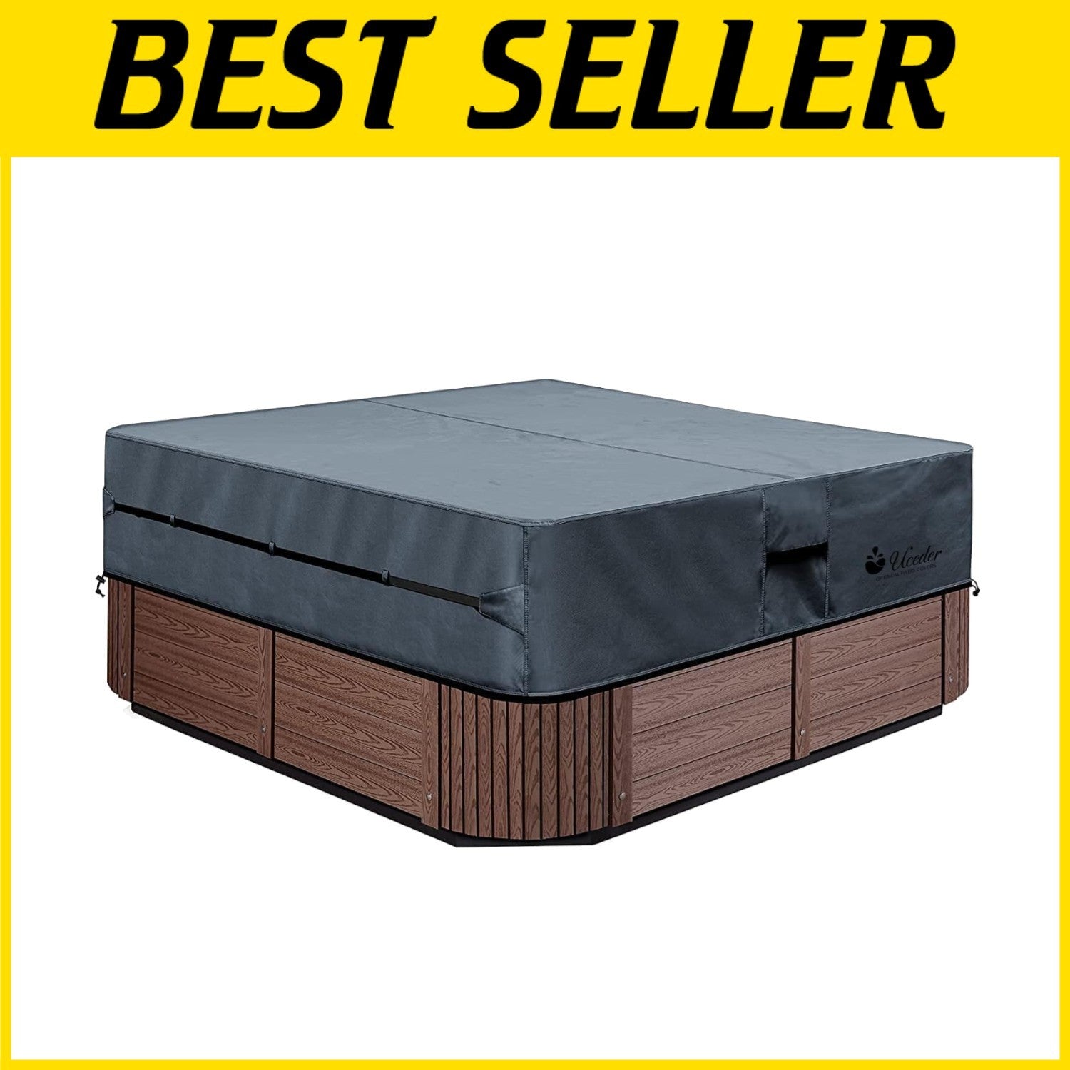 Customizable Dark Gray Hot Tub Cover - 600D Waterproof with Secure Lock Design