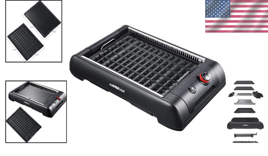 Versatile 2-in-1 Smokeless Grill and Griddle with Recipe Book & Non-Stick Plates