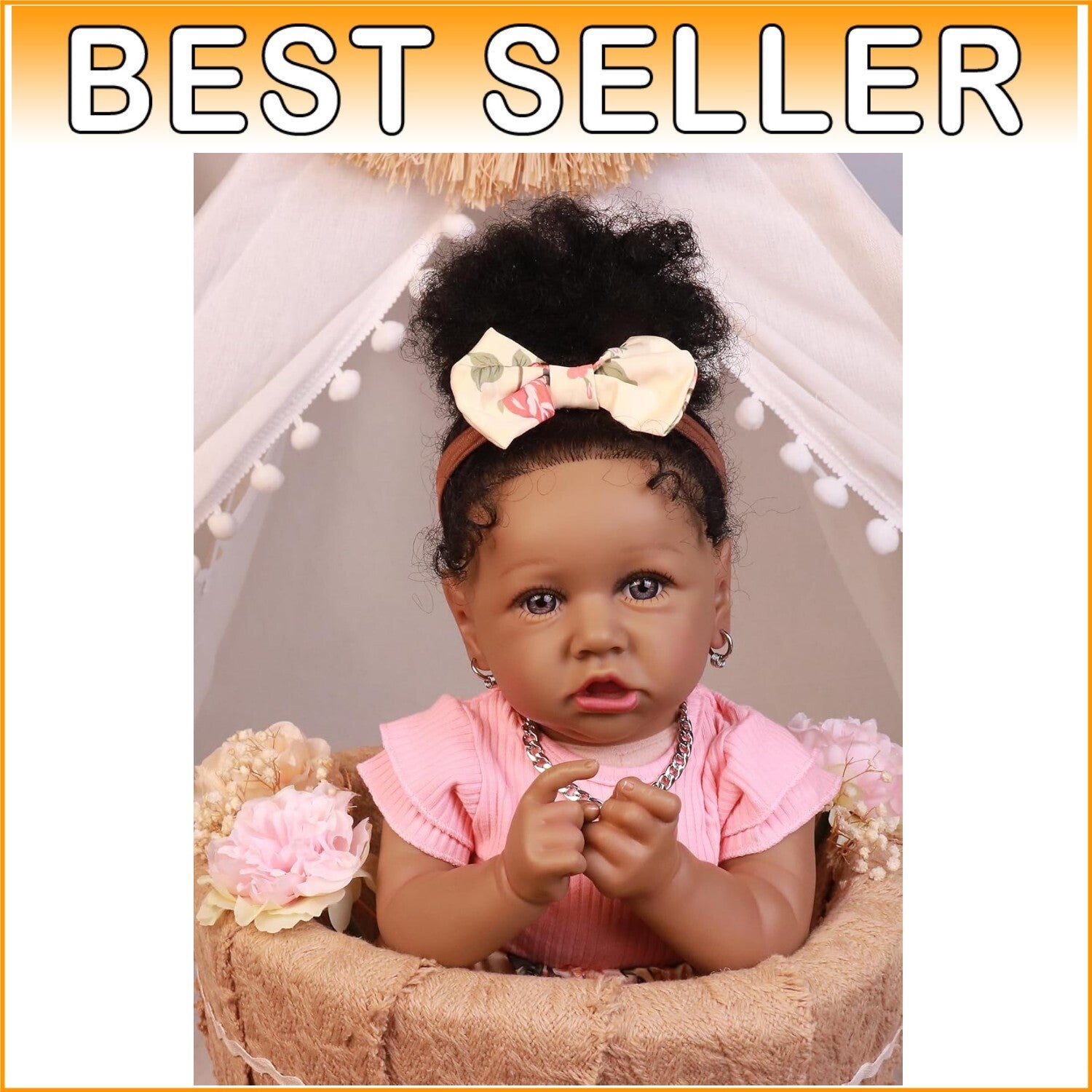 Realistic 22.8" African American Reborn Baby Doll - Ideal for Nurturing Play