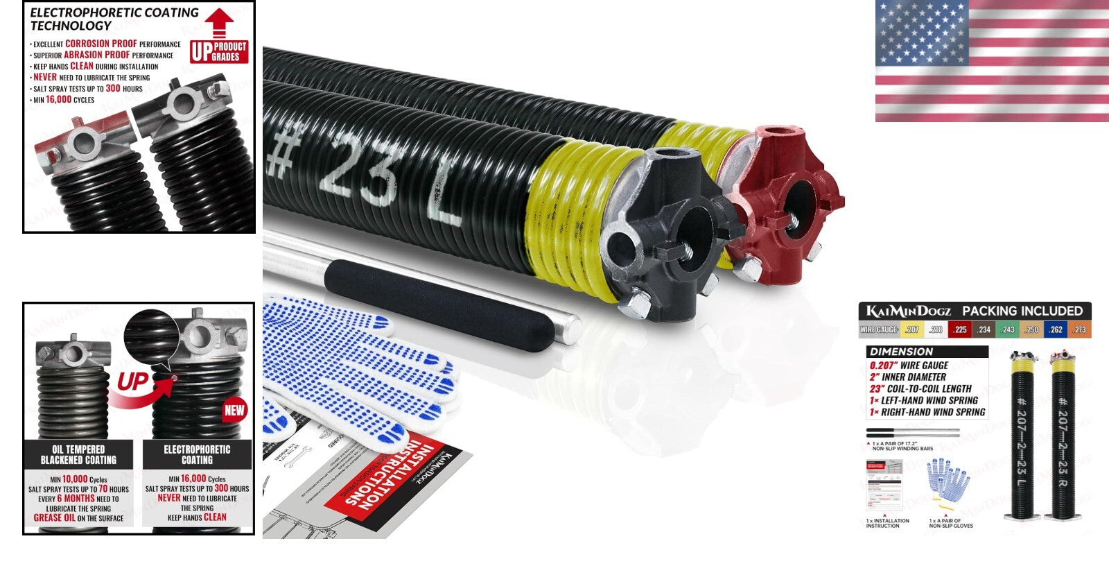 Durable 2" Garage Door Torsion Springs Set with Non-Slip Tools - 16,000 Cycles