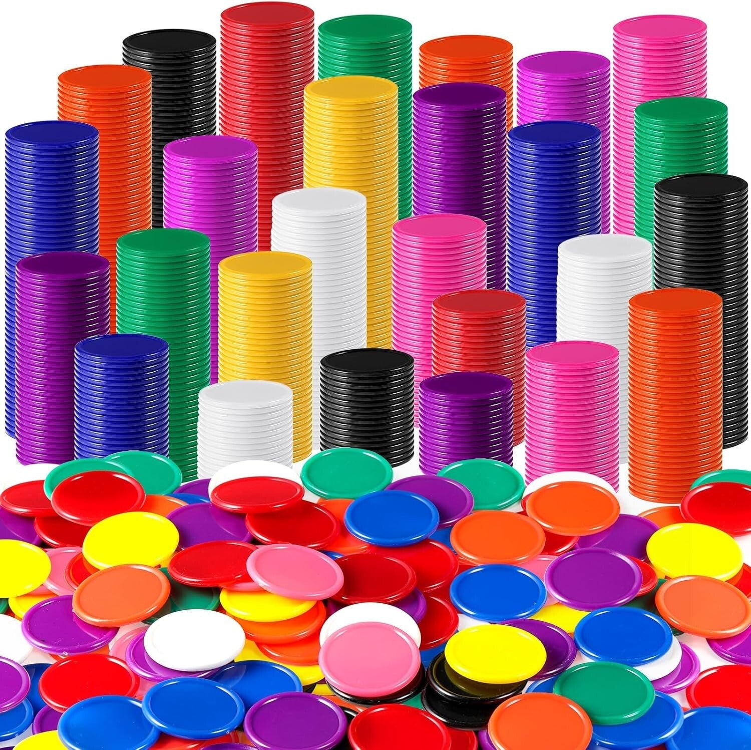 Engaging 1-Inch Bingo Chips - 2000 Colorful Disks for Math Practice & Games