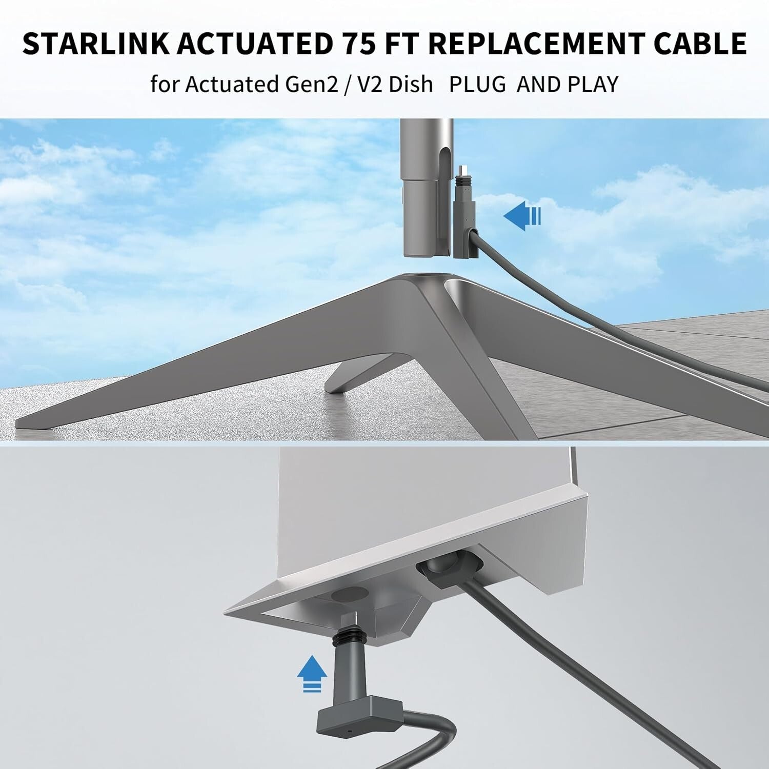 75FT Weatherproof Starlink Extension Cable for Gen 2 – High-Speed Connectivity