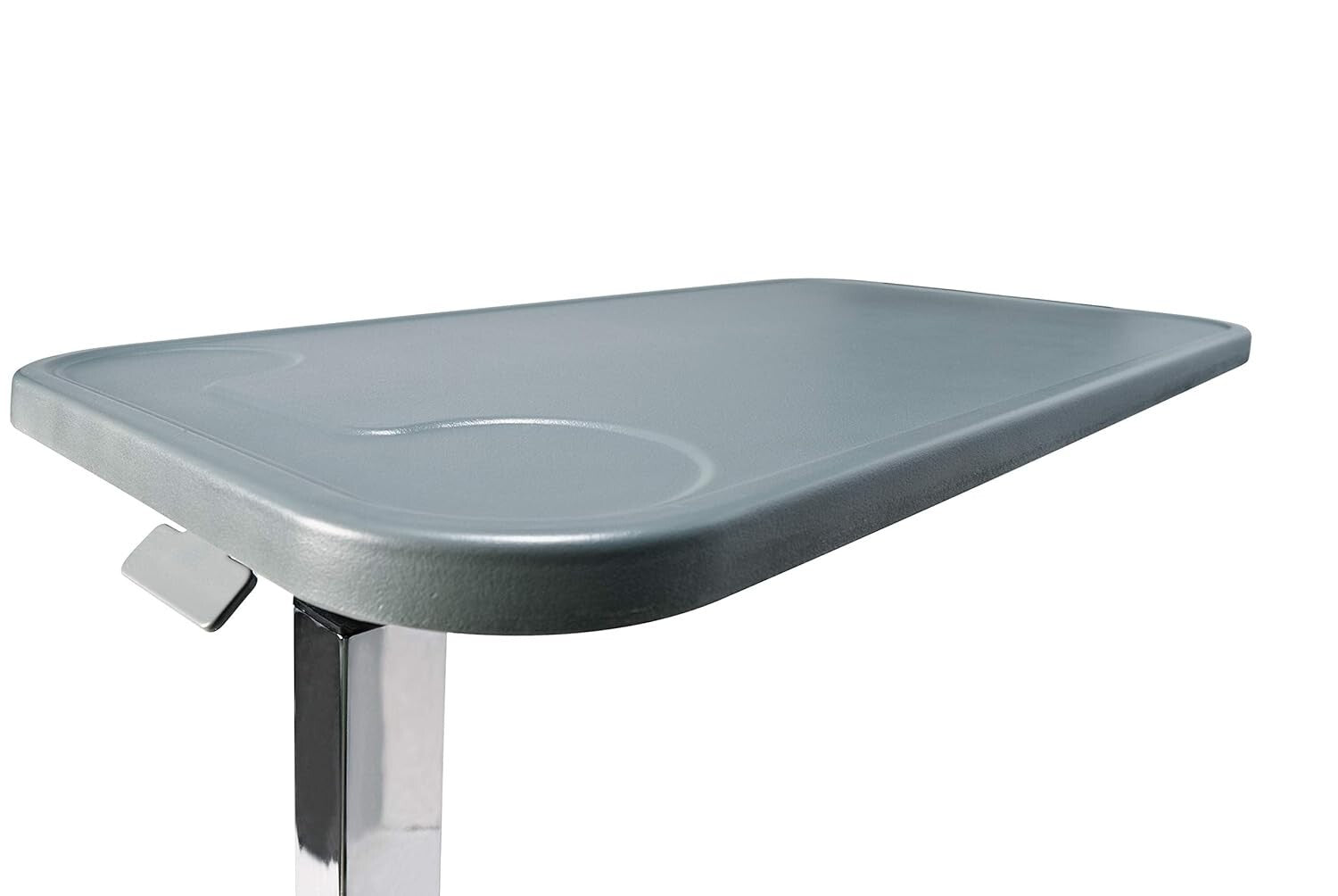 Durable Grey Composite Overbed Table with Casters – Ideal for Home or Hospital