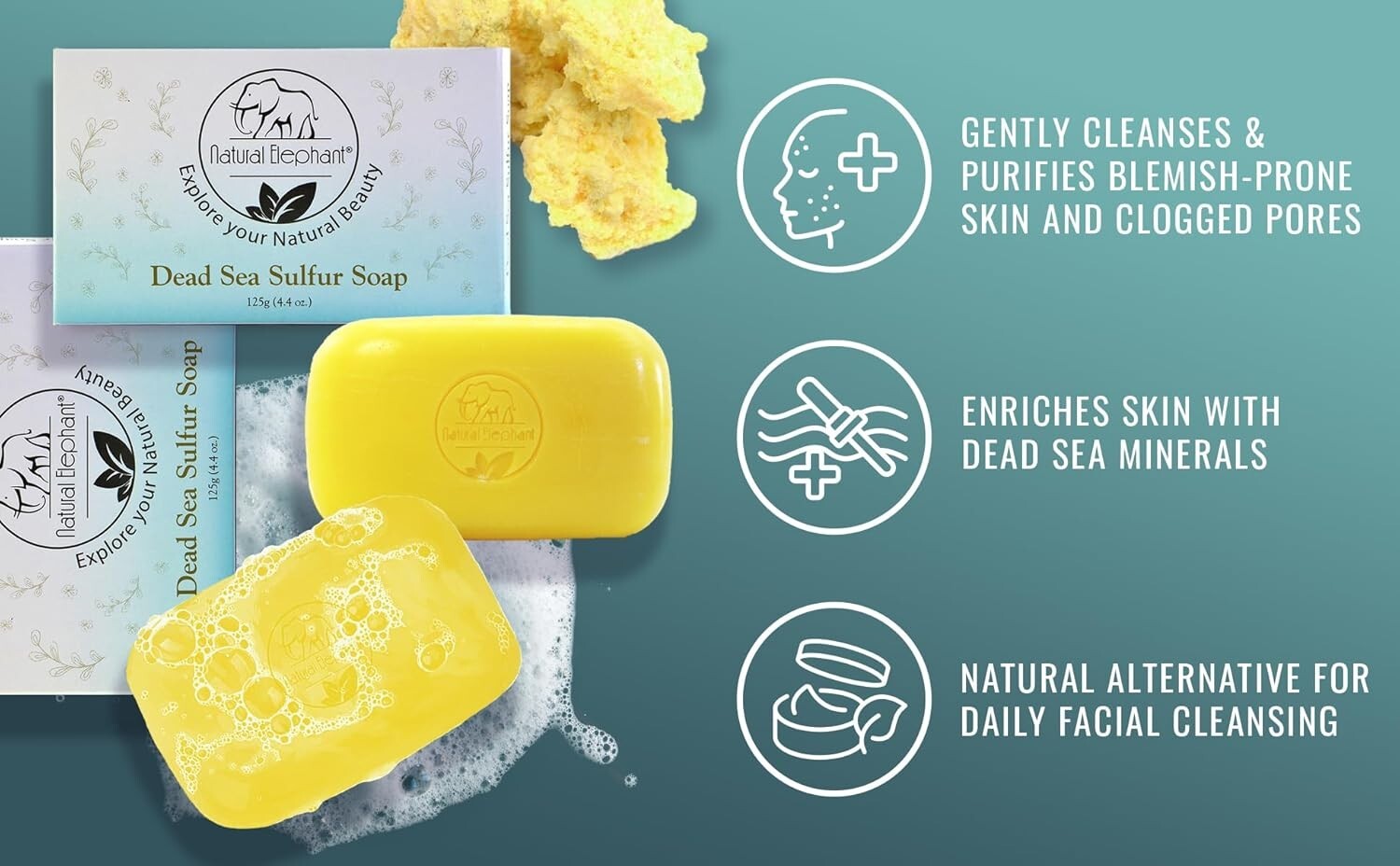 Nourishing Dead Sea Sulfur Soap - 4.4 oz Bars, Multi-Action Cleanser Pack of 10
